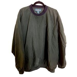 Men's Big Dogs Pullover Nylon Green & Navy Golf Shirt SIZE XL